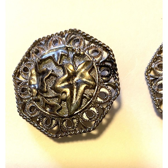 Barrera for Avon Clip Earrings Silver Tone Octagons Signed - Picture 3 of 7